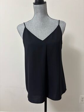 Uniqlo Black V-Neck Spaghetti Strap Drape Camisole